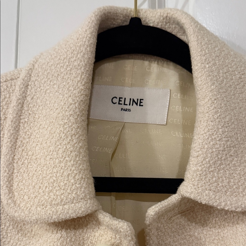 NWT Celine Cream Jacket Shirt Collar Tweed Cashmere Jacket size 40 - Picture 2 of 13
